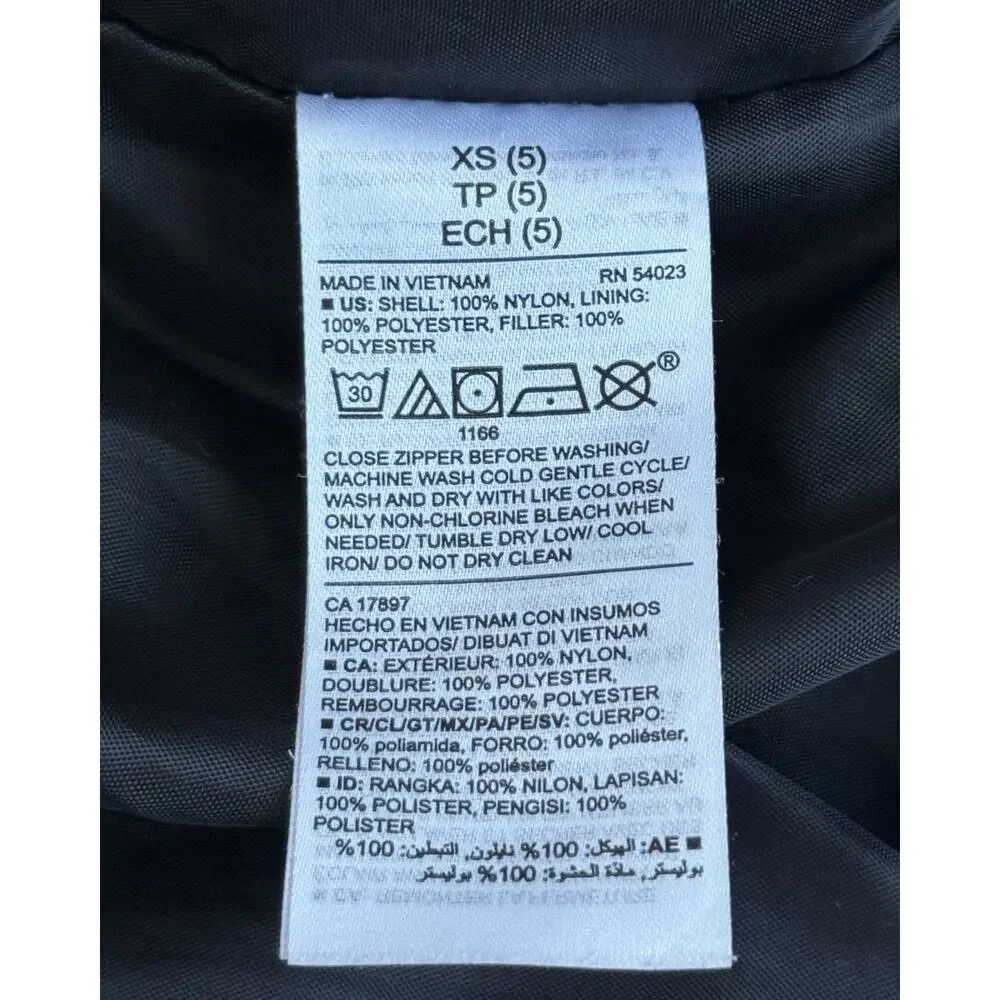Old Navy Kids Black Puffer Jacket XS 5 Quilted Zip Coat Winter